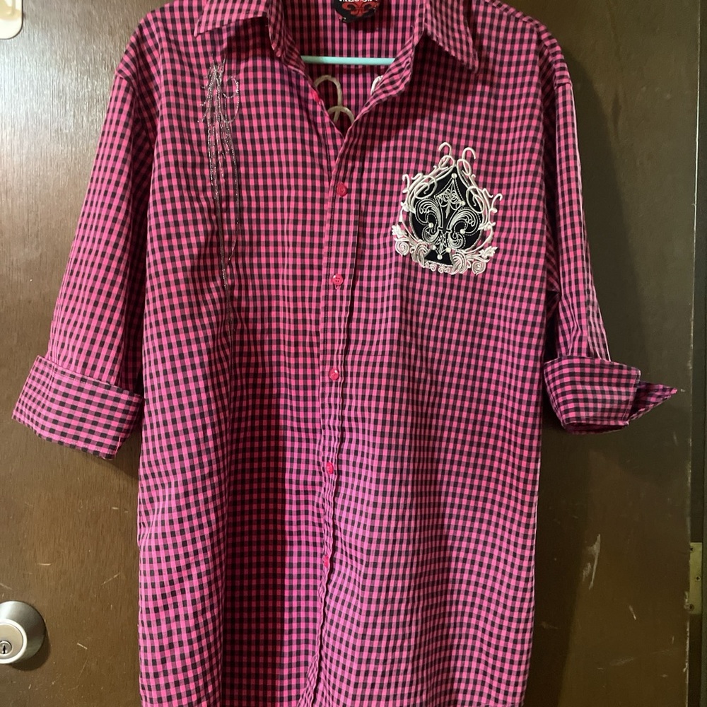 & Other Stories Red and Black Checkered Casual Button Down Shirt